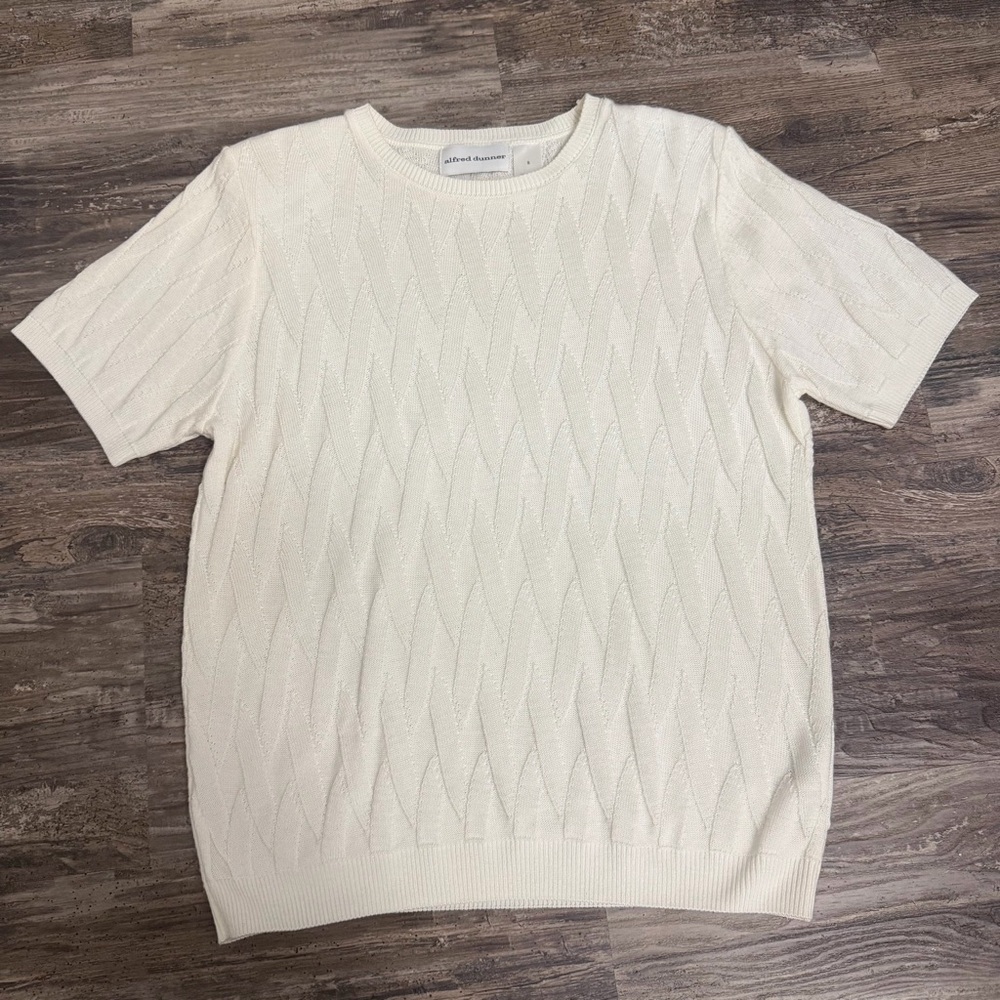 Alfred Dunner Woman’s Ivory Crew Neck Cable Knit Sweater Size S